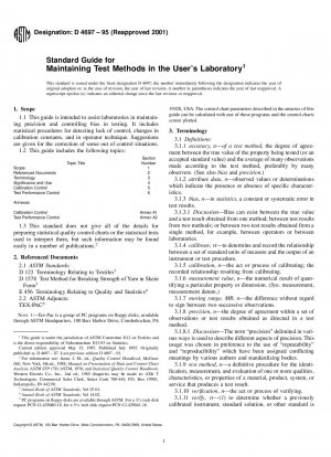 Standardhandbuch zur Aufrechterhaltung von Testmethoden im Labor des Benutzers