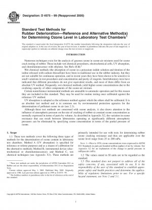 Standardtestmethoden für Gummiverfall8212; Referenz- und Alternativmethode(n) zur Bestimmung des Ozongehalts in Labortestkammern