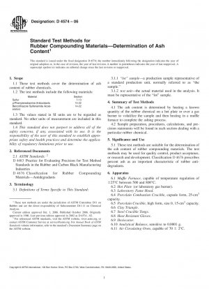 Standardtestmethoden für Gummimischungsmaterialien8212;Bestimmung des Aschegehalts