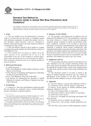 Standardtestmethode für Chromoxid in veraschtem Wet Blue (Perchlorsäureoxidation)