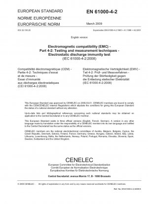 Elektromagnetische Verträglichkeit (EMV) – Teil 4-2: Prüf- und Messtechniken – Prüfung der Störfestigkeit gegen elektrostatische Entladungen