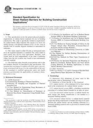 Standardspezifikation für Platten-Strahlungsbarrieren für Anwendungen im Hochbau