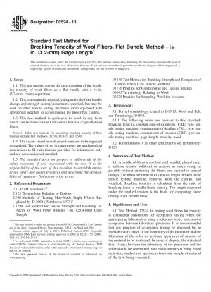 Standardtestmethode zur Bruchfestigkeit von Wollfasern, Flachbündelmethode; 18 Zoll. (3,2 mm) Messlänge
