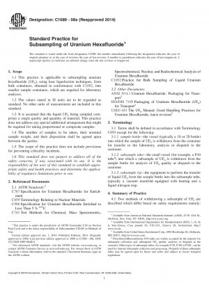 Standardpraxis für die Unterprobenahme von Uranhexafluorid
