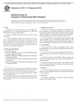 Standardhandbuch für die Analyse von Elektrotauchbadproben