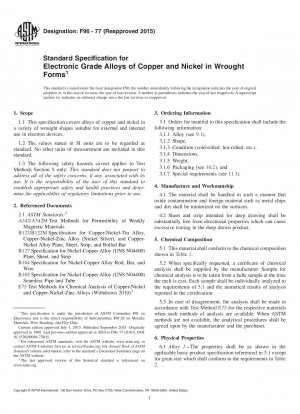 Standardspezifikation für Legierungen aus Kupfer und Nickel in elektronischer Qualität in Knetformen
