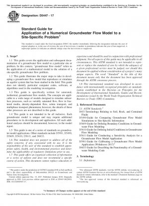 Standardhandbuch für die Anwendung eines numerischen Grundwasserströmungsmodells auf ein standortspezifisches Problem