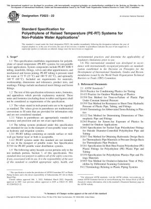 Standardspezifikation für Polyethylen-Systeme mit erhöhter Temperatur (PE-RT) für Nichttrinkwasseranwendungen