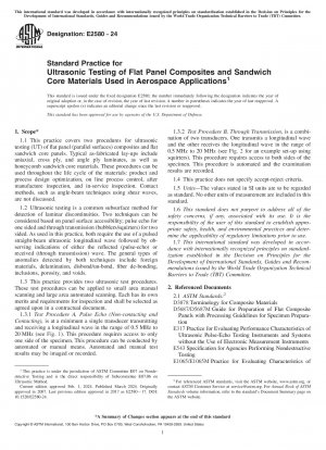Standardpraxis für die Ultraschallprüfung von Flachplatten-Verbundwerkstoffen und Sandwich-Kernmaterialien für Luft- und Raumfahrtanwendungen