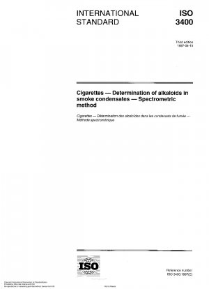 Zigaretten - Bestimmung von Alkaloiden in Rauchkondensaten - Spektrometrische Methode