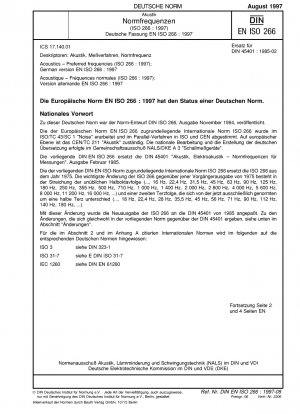 Akustik – Vorzugsfrequenzen (ISO 266:1997); Deutsche Fassung EN ISO 266:1997
