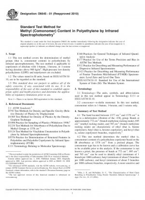 Standardtestmethode für den Methyl(Comonomer)-Gehalt in Polyethylen mittels Infrarotspektrophotometrie