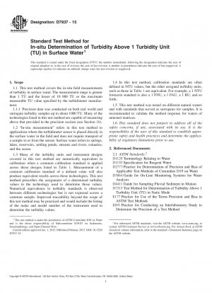 Standardtestmethode zur In-situ-Bestimmung der Trübung über 1 Trübungseinheit (TU) in Oberflächenwasser