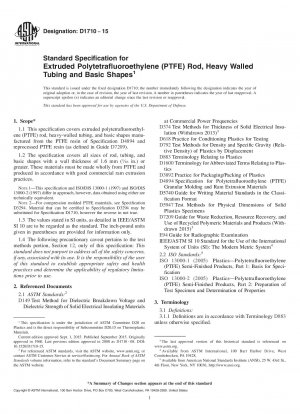 Standardspezifikation für extrudierte Polytetrafluorethylen (PTFE)-Stäbe, dickwandige Rohre und Grundformen
