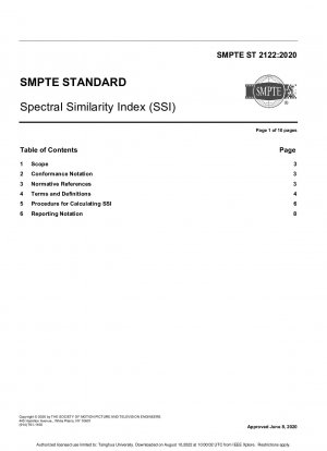 ST 2122:2020 – SMPTE-Standard – Spektraler Ähnlichkeitsindex (SSI)