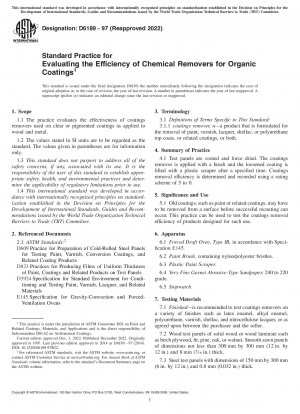 Standardpraxis zur Bewertung der Wirksamkeit chemischer Entferner für organische Beschichtungen