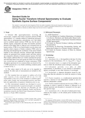 Standardhandbuch für die Verwendung der Fourier-Transformations-Infrarotspektrometrie zur Bewertung synthetischer Oberflächenkomponenten von Pferden