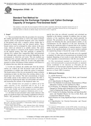 Standardtestmethode zur Messung des Austauschkomplexes und der Kationenaustauschkapazität von anorganischen feinkörnigen Böden