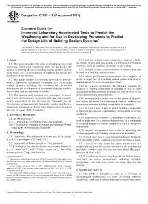 Standardhandbuch für verbesserte beschleunigte Labortests zur Vorhersage der Bewitterung und zur Verwendung bei der Entwicklung von Protokollen zur Vorhersage der Lebensdauer von Gebäudedichtstoffsystemen