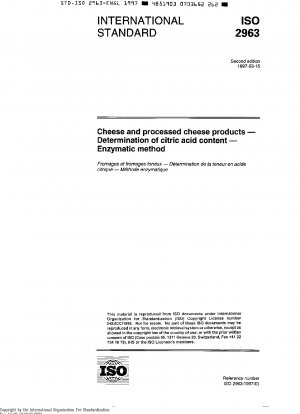 Käse und Schmelzkäseprodukte – Bestimmung des Zitronensäuregehalts – Enzymatische Methode