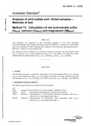Analyse von saurem Sulfatboden – Getrocknete Proben – Testmethoden – Berechnung von säurelöslichem Nettoschwefel (SNAS), Kalzium (CaNAS) und Magnesium (MgNAS)