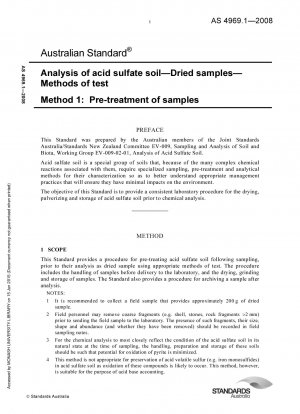 Analyse von saurem Sulfatboden – Getrocknete Proben – Testmethoden – Vorbehandlung von Proben