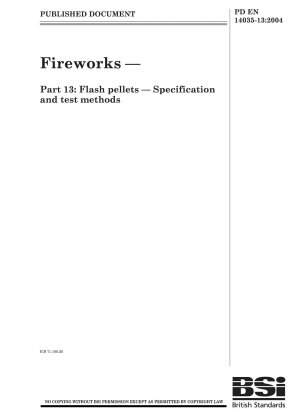 Feuerwerkskörper – Teil 13: Flash-Pellets – Spezifikationen und Prüfverfahren