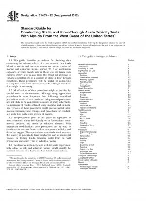 Standardhandbuch für die Durchführung von statischen und Durchflusstests zur akuten Toxizität mit Mysiden von der Westküste der Vereinigten Staaten