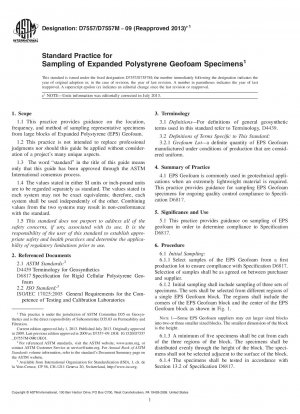 Standardpraxis für die Probenahme von Geoschaumproben aus expandiertem Polystyrol