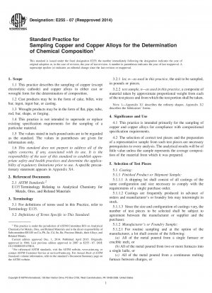 Standardpraxis für die Probenahme von Kupfer und Kupferlegierungen zur Bestimmung der chemischen Zusammensetzung