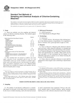 Standardtestmethoden zur Probenahme und chemischen Analyse chlorhaltiger Bleichmittel