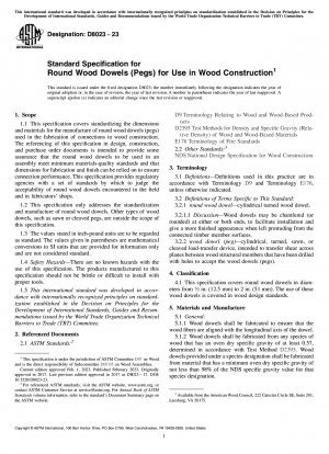 Standardspezifikation für Rundholzdübel (Pegs) zur Verwendung im Holzbau