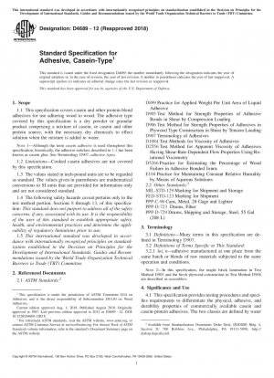Standardspezifikation für Klebstoff vom Typ Kasein