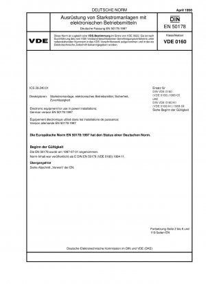 Elektronische Geräte zur Verwendung in Energieanlagen; Deutsche Fassung EN 50178:1997