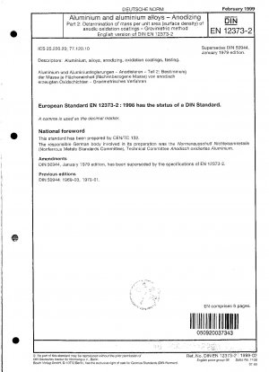 Aluminium und Aluminiumlegierungen - Anodisieren - Teil 2: Bestimmung der flächenbezogenen Masse (Oberflächendichte) anodischer Oxidationsschichten - Gravimetrisches Verfahren; Deutsche Fassung EN 12373-2:1998