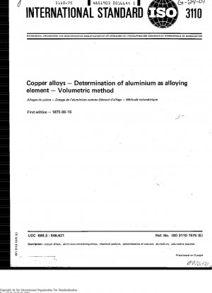 Kupferlegierungen; Bestimmung von Aluminium als Legierungselement; Volumetrische Methode