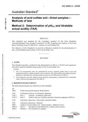 Analyse von saurem Sulfatboden – Getrocknete Proben – Testmethoden – Bestimmung von pHKCl und titrierbarem tatsächlichen Säuregehalt (TAA)