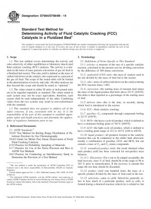 Standardtestmethode zur Bestimmung der Aktivität von FCC-Katalysatoren (Fluid Catalytic Cracking) in einem Wirbelbett