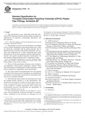Standardspezifikation für Kunststoffrohrverschraubungen aus chloriertem Poly(vinylchlorid) (CPVC) mit Gewinde, Anhang 80