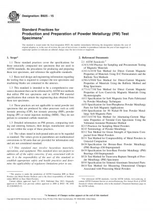 Standardpraktiken für die Herstellung und Vorbereitung von Prüfkörpern für die Pulvermetallurgie (PM).