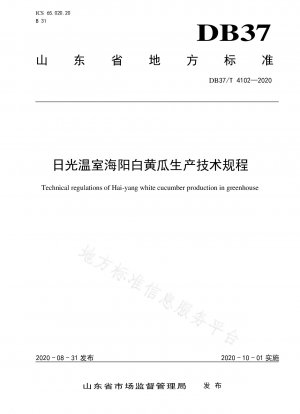 Technische Vorschriften für die Produktion von weißen Haiyang-Gurken im Sonnenlichtgewächshaus