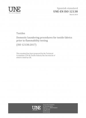 Textilien – Haushaltswaschverfahren für Textilgewebe vor der Entflammbarkeitsprüfung (ISO 12138:2017)
