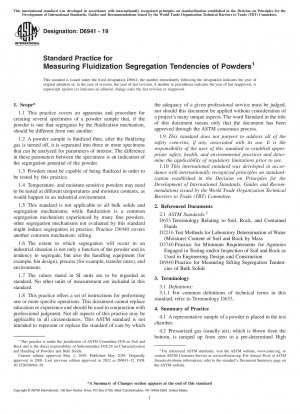 Standardpraxis zur Messung der Fluidisierungs-Segregationstendenzen von Pulvern