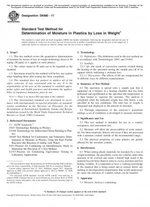 Standardtestmethode zur Bestimmung der Feuchtigkeit in Kunststoffen durch Gewichtsverlust