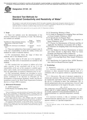 Standardtestmethoden für die elektrische Leitfähigkeit und den spezifischen Widerstand von Wasser