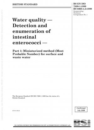 Wasserqualität – Nachweis und Zählung von intestinalen Enterokokken – Teil 1: Miniaturisierte Methode (wahrscheinlichste Zahl) für Oberflächen- und Abwasser