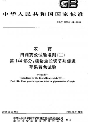 Pestizid-Richtlinien für Feldwirksamkeitsversuche (II) – Teil 144: Versuche mit Pflanzenwachstumsregulatoren zur Pigmentierung von Äpfeln