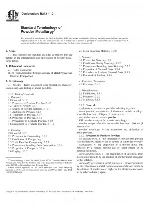 Standardterminologie der Pulvermetallurgie