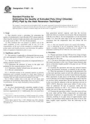 Standardverfahren zur Bewertung der Qualität von extrudierten Rohren aus Polyvinylchlorid (PVC) mithilfe der Wärmeumkehrtechnik