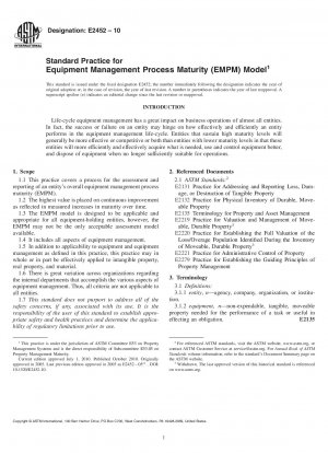 Standardpraxis für das EMPM-Modell (Equipment Management Process Maturity).